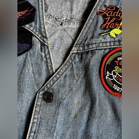 VTG Harley-Davidson Ladies of Harley 1990s Denim Vest Blue Jean Patchwork Large - Picture 15 of 15